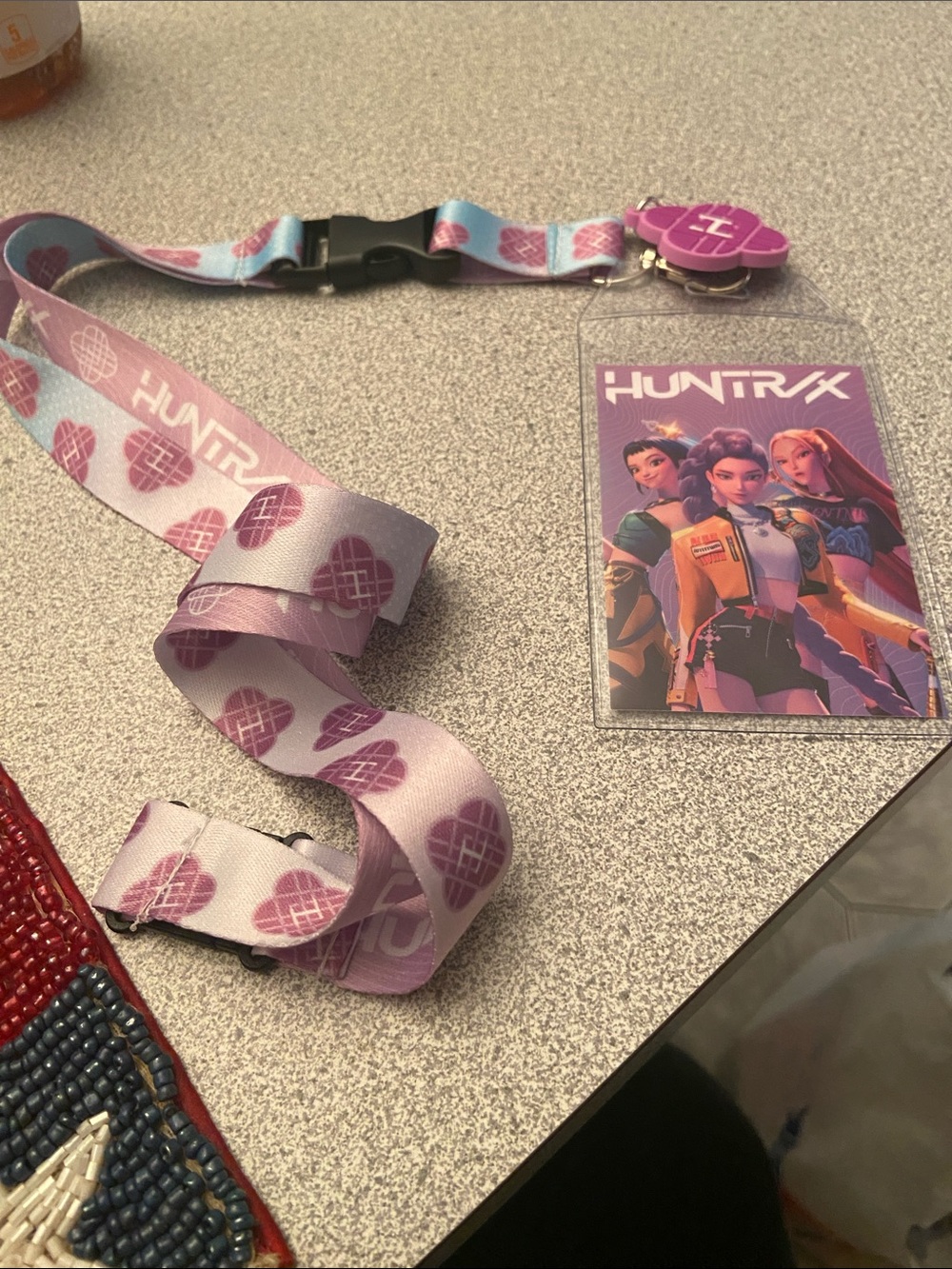 Hunter Kids Purple and Light Blue Heart Lanyard with Card Holder